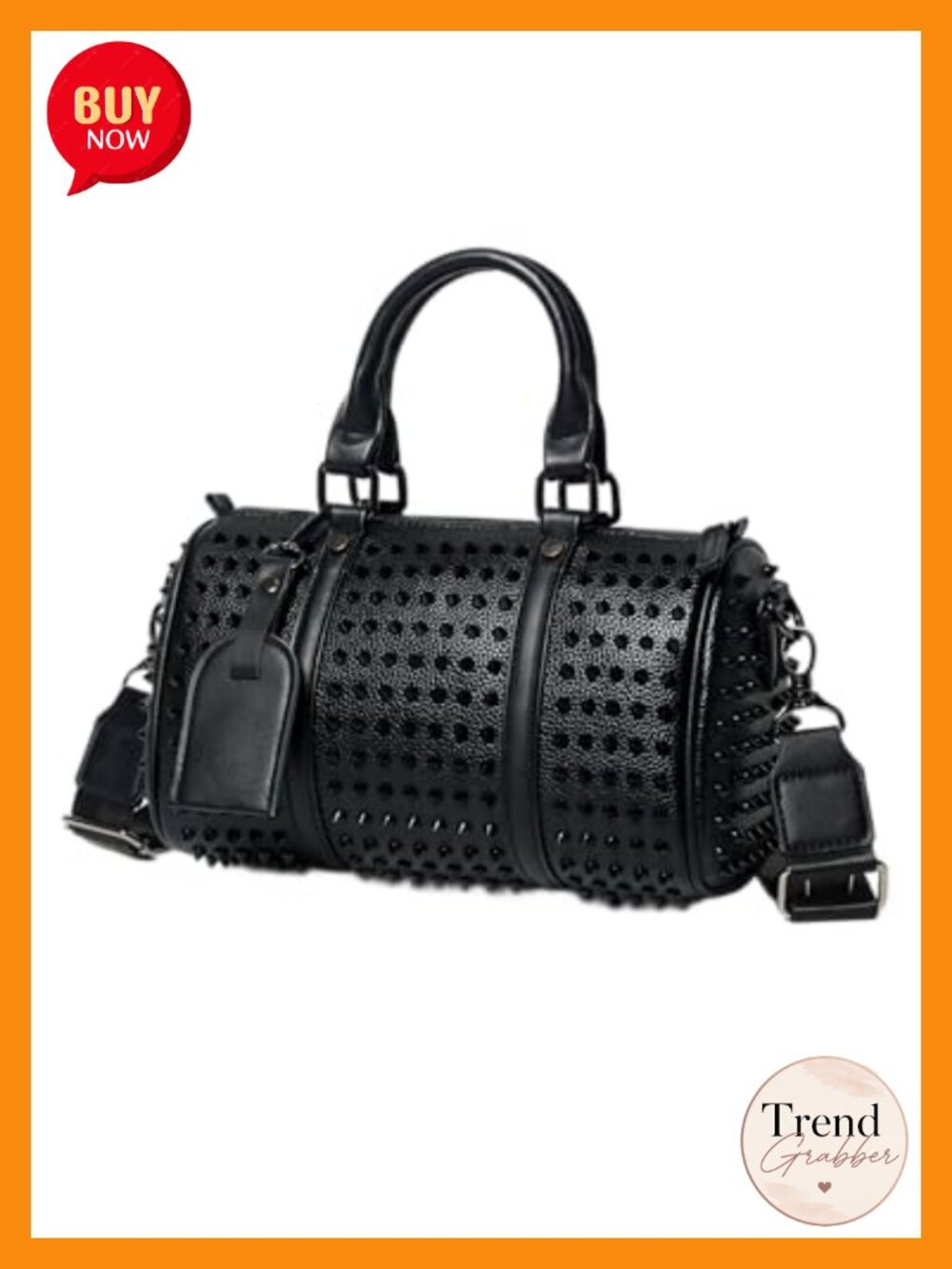 Studded Rivet Pillow Bag - Shoulder Crossbody Handbag with Detachable Strap